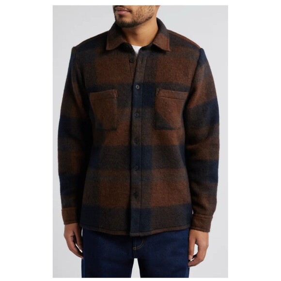 WAX LONDON Whiting Overshirt Size XS Shirt Jacket Blue Orange NEW Fall Plaid - Picture 1 of 12